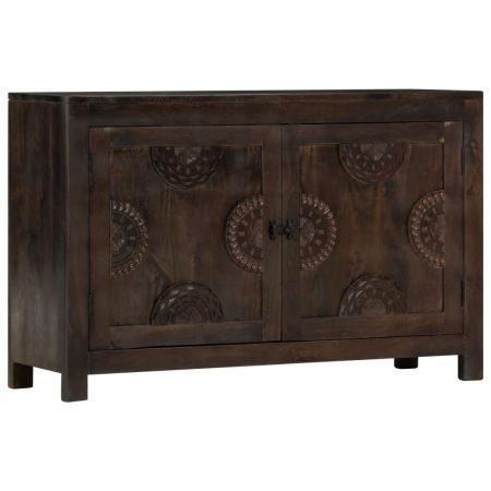 Sideboard with Carved Design 110x35x70 cm Solid Mango Wood