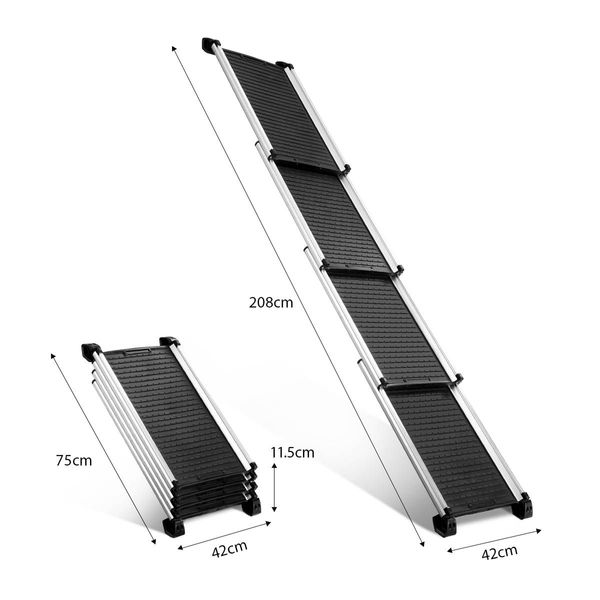 Dog Pet Car Ramp Doggy Stairs Cat Steps Puppy Climbing Ladder for SUV Truck Extra Long Aluminium