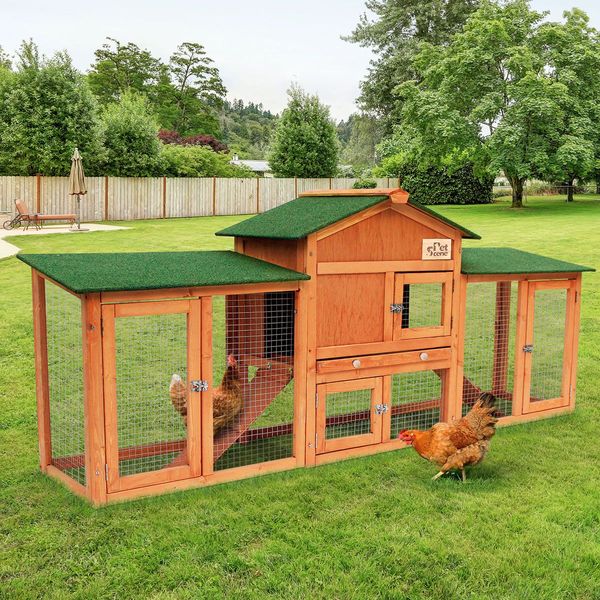 Chicken Run Coop Chook Cage Wood House Rabbit Hutch Bunny Duck Enclosure Outdoor Two Ramps Extra Large