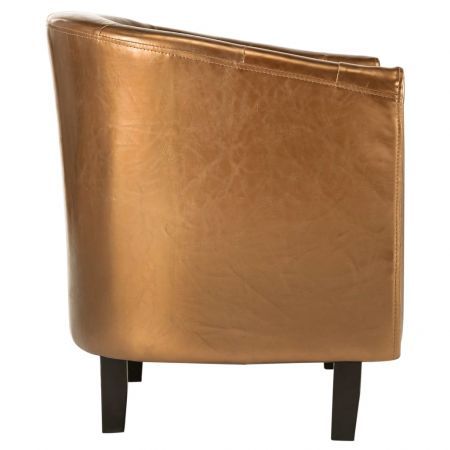 Tub Chair Brown Faux Leather