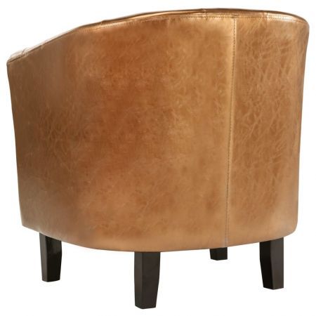 Tub Chair Brown Faux Leather