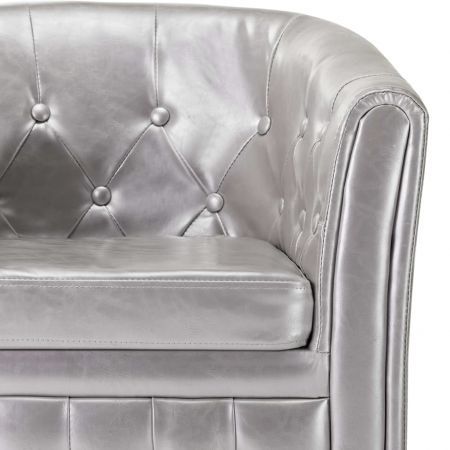 Tub Chair Silver Faux Leather