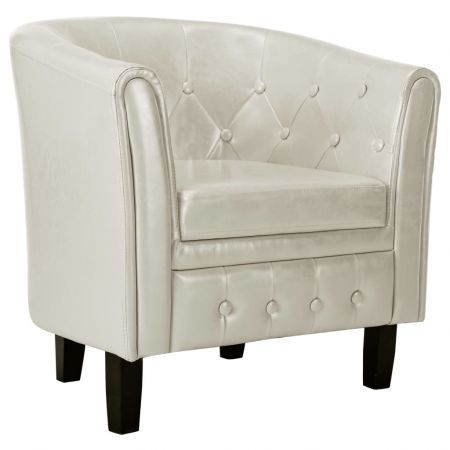 Tub Chair White Faux Leather