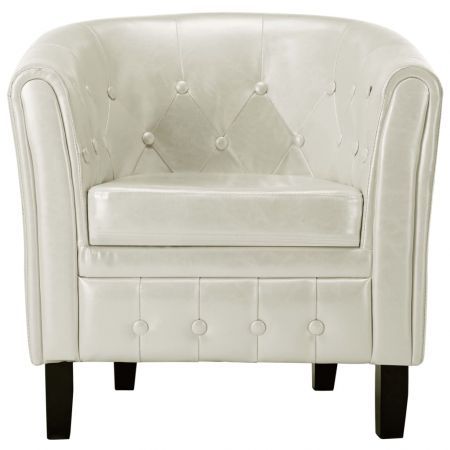 Tub Chair White Faux Leather