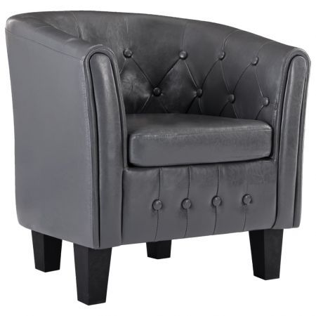 Tub Chair Grey Faux Leather