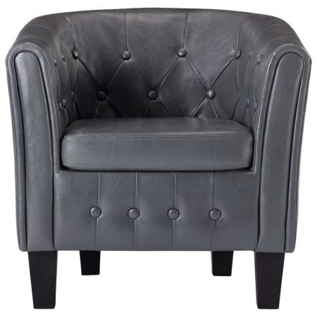 Tub Chair Grey Faux Leather