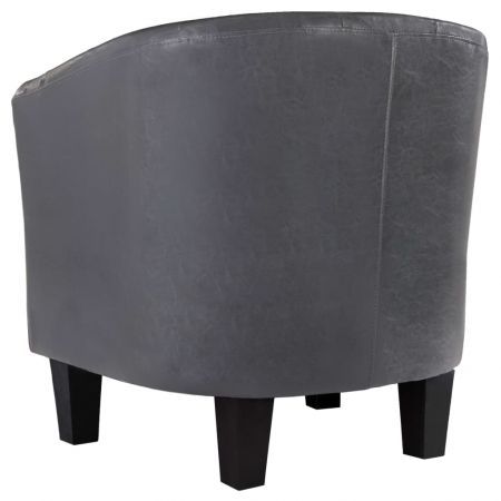 Tub Chair Grey Faux Leather