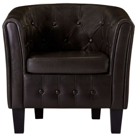 Tub Chair Brown Faux Leather