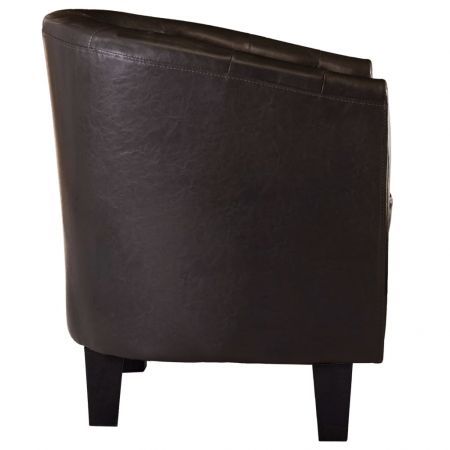 Tub Chair Brown Faux Leather