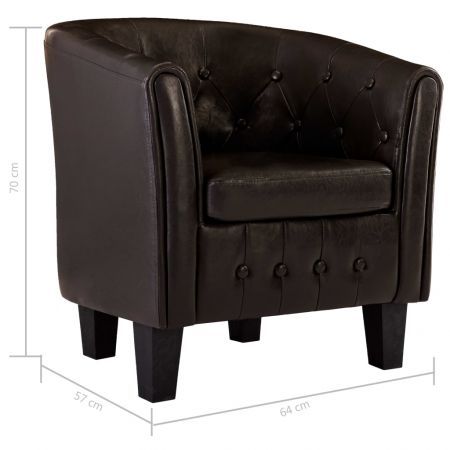 Tub Chair Brown Faux Leather