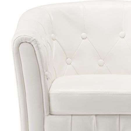 Tub Chair White Faux Leather