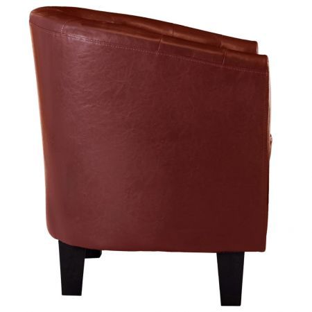 Tub Chair Wine Red Faux Leather