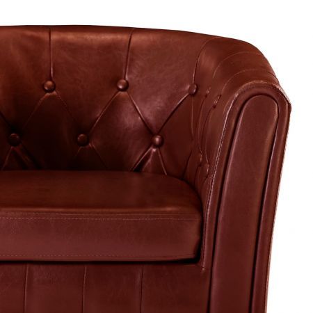 Tub Chair Wine Red Faux Leather