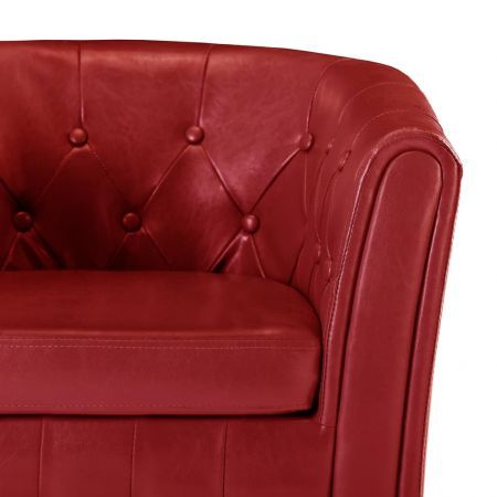 Tub Chair Red Faux Leather