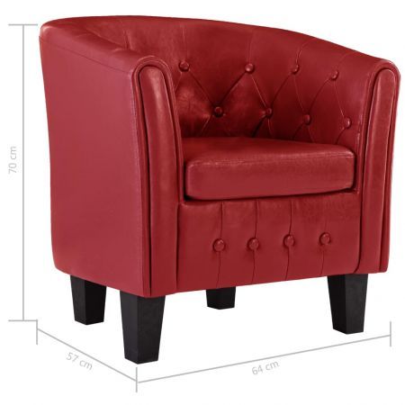 Tub Chair Red Faux Leather