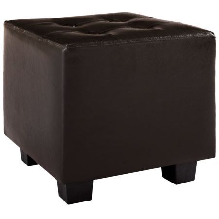 Tub Chair with Footstool Brown Faux Leather