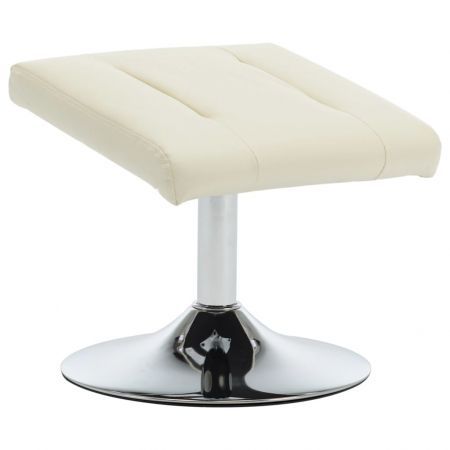 Reclining Chair with Footstool Cream White Faux Leather