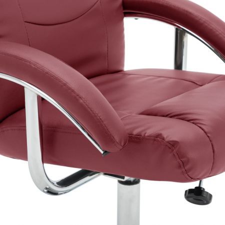 Reclining Chair with Footstool Wine Red Faux Leather