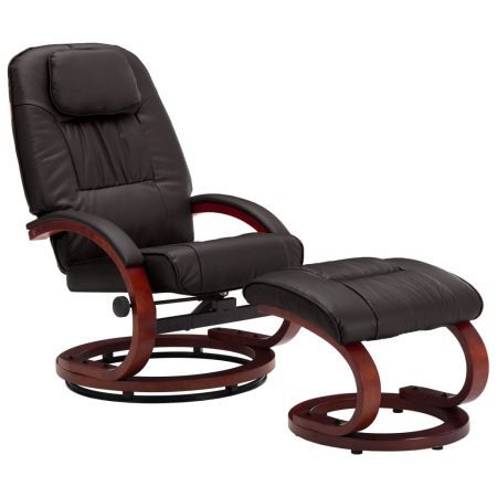 Reclining Chair with Footstool Brown Faux Leather