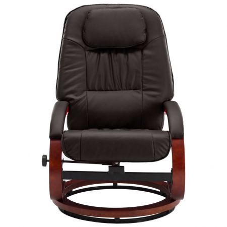 Reclining Chair with Footstool Brown Faux Leather