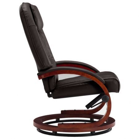 Reclining Chair with Footstool Brown Faux Leather