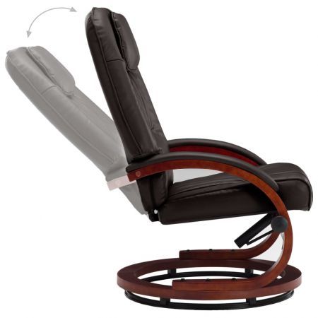 Reclining Chair with Footstool Brown Faux Leather