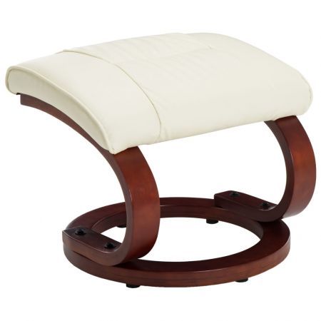 Reclining Chair with Footstool Cream White Faux Leather