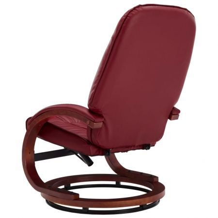 Reclining Chair with Footstool Wine Red Faux Leather