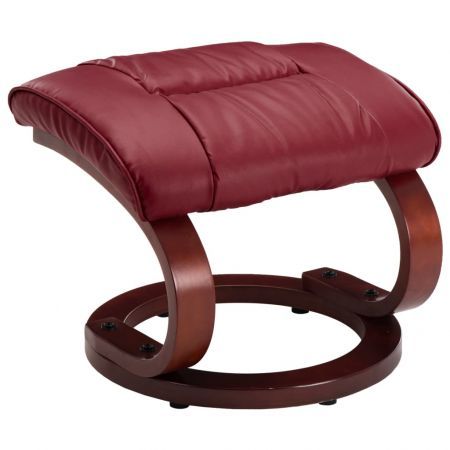 Reclining Chair with Footstool Wine Red Faux Leather