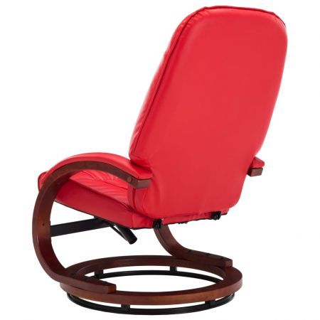 Reclining Chair with Footstool Red Faux Leather