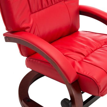 Reclining Chair with Footstool Red Faux Leather