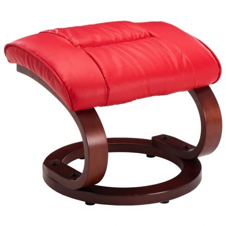 Reclining Chair with Footstool Red Faux Leather