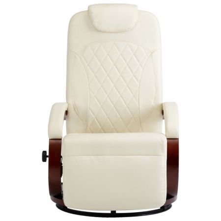 TV Recliner Cream White Faux Leather