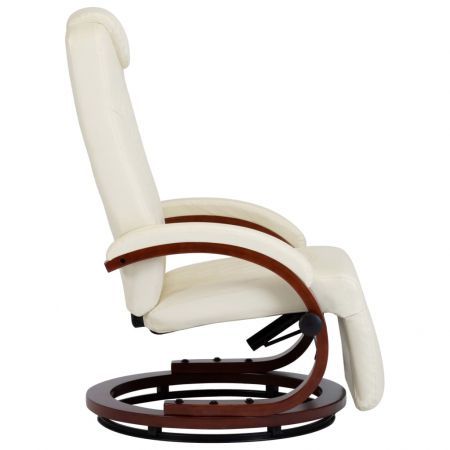 TV Recliner Cream White Faux Leather