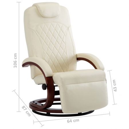 TV Recliner Cream White Faux Leather