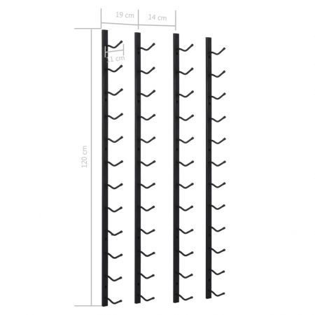 Wall Mounted Wine Racks for 12 Bottles 2 pcs Black Iron