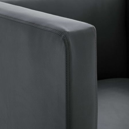 Cube Armchair Grey Faux Leather