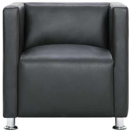 Cube Armchair Grey Faux Leather