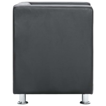 Cube Armchair Grey Faux Leather