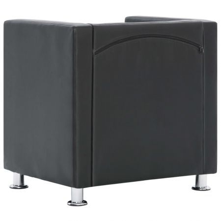 Cube Armchair Grey Faux Leather