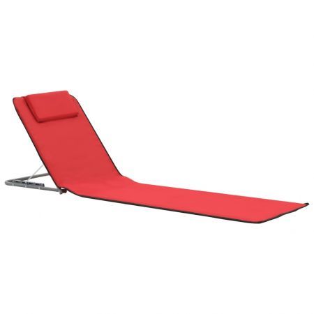 Folding Beach Mats 2 pcs Steel and Fabric Red