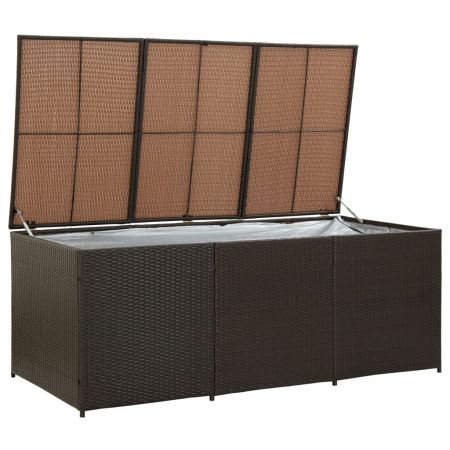 Garden Storage Box Poly Rattan 180x90x75 cm Brown