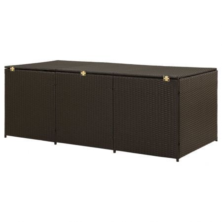 Garden Storage Box Poly Rattan 180x90x75 cm Brown