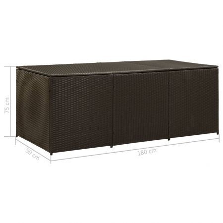 Garden Storage Box Poly Rattan 180x90x75 cm Brown