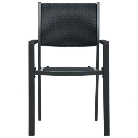 Garden Chairs 4 pcs Black Plastic Rattan Look