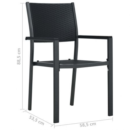 Garden Chairs 4 pcs Black Plastic Rattan Look