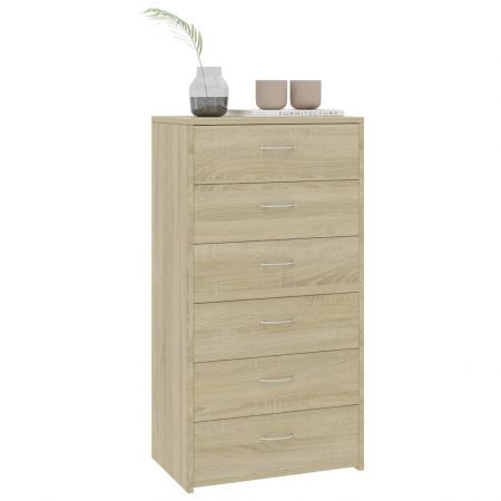 Sideboard with 7 Drawers Sonoma Oak 50x34x96 cm Chipboard