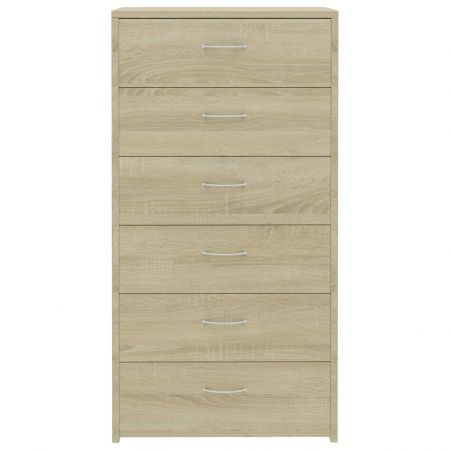 Sideboard with 7 Drawers Sonoma Oak 50x34x96 cm Chipboard