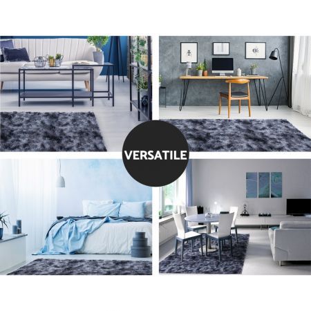 Artiss Gradient Shaggy Rug 200x230cm Carpet Area Rugs Dark Grey