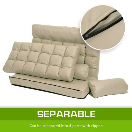 Lounge Couch Sofa Double Bed Leather GEMINI BEIGE